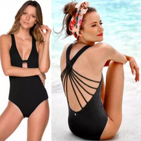 black strappy monokini